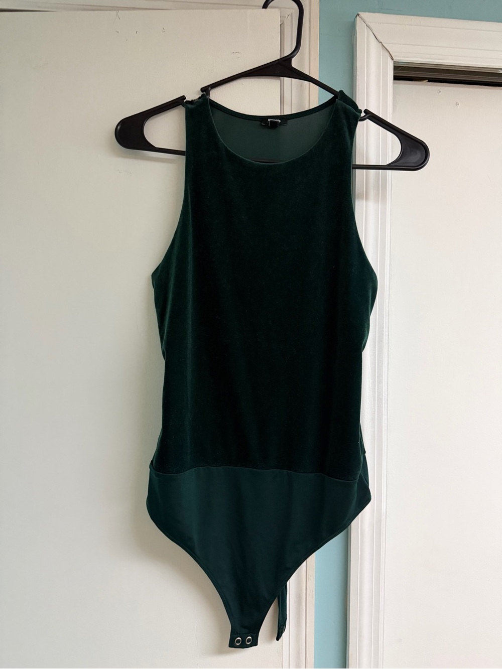 Dark Green Women's Velvet-Top Bodysuit